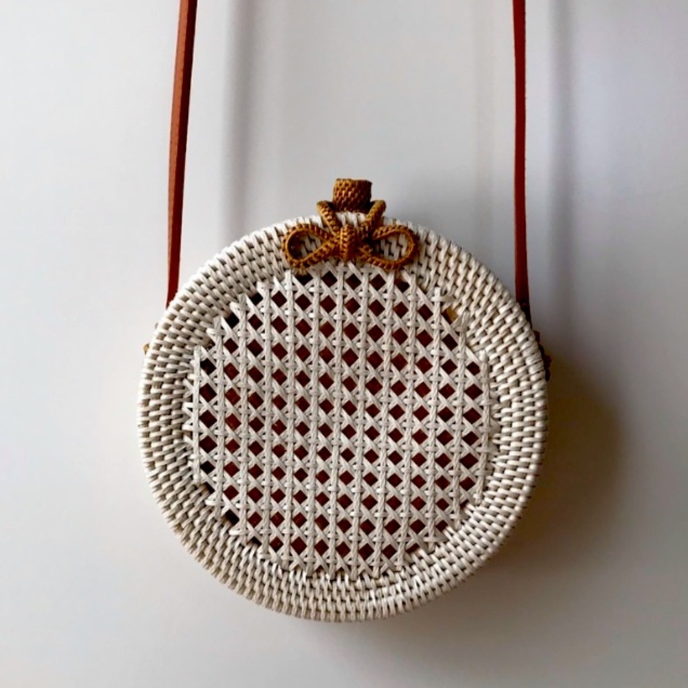 Anthropologie Rattan Circle Crossbody Bag- like new